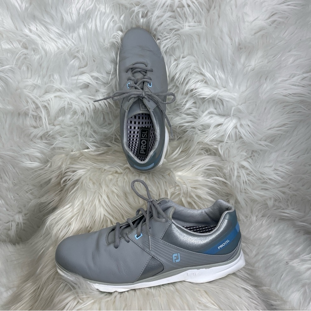 FootJoy Womens Pro/SL Golf Shoes Grey/Light Blue - 98118 Size 11M